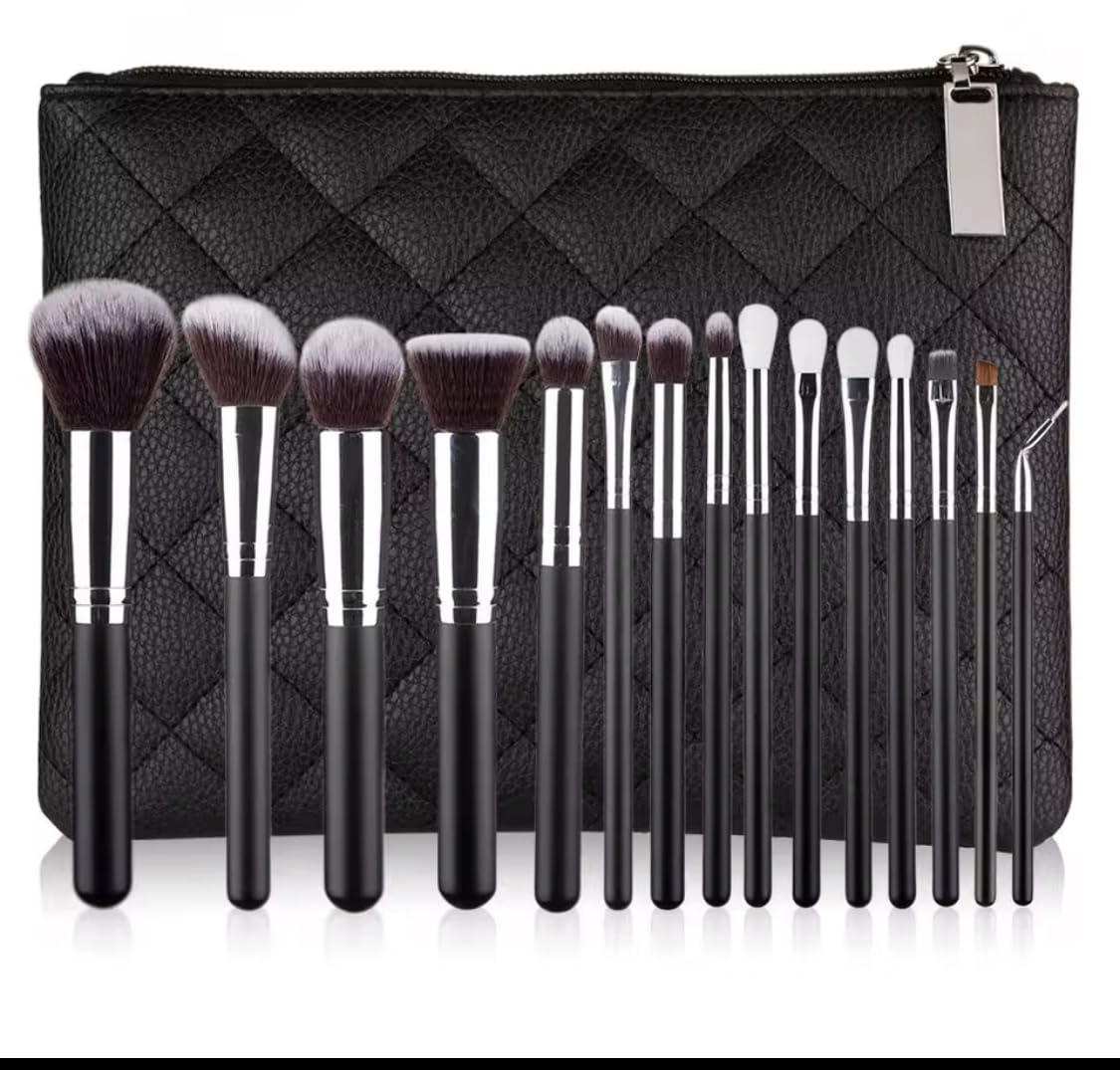 Makeup Brush Set-Professional Makeup Brushes Essential Cosmetics with Case 15 pc set Makeup Brush Set Loose Powder Eyeshadow Brush Full Set of Beauty Tools with Bag Ideal gift