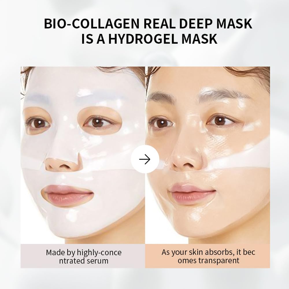 Bio-Collagen Overnight Mask, 4 Pack Facial Collagen Lifting Hydrogel Masks, Pore Minimizing, Reduce Wrinkles, Overnight Hydrating,Enhanced Skin Elasticity, Korean Skincare Masks Get Glass Skin