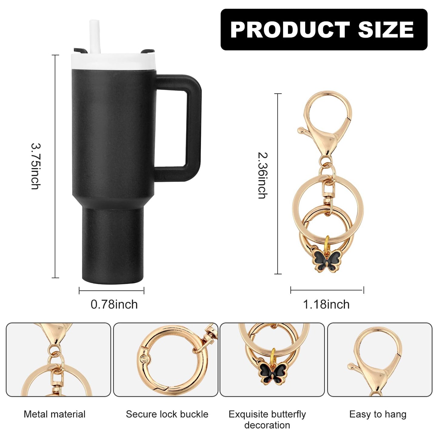 Mini cup tumbler keychain Stanley cup keychain suitable for backpacks, women's wallet accessories coins lipstick lip balm
