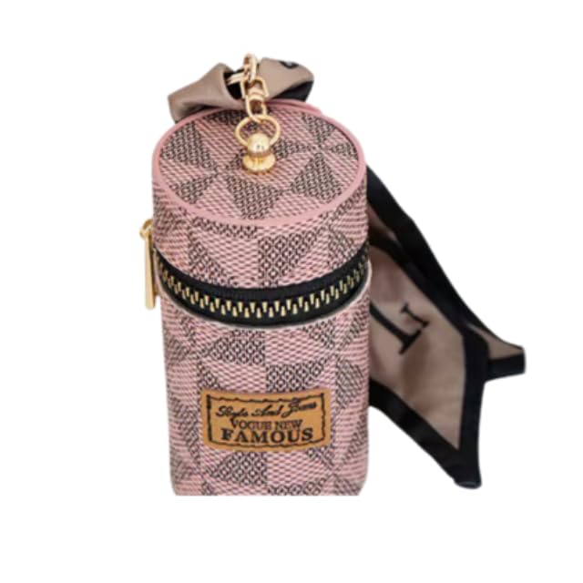 JazzyPlace Cosmetic Makeup Keychain Mini Holder With Compact Portable Design In Brown White and Pink keychain Gift For Women