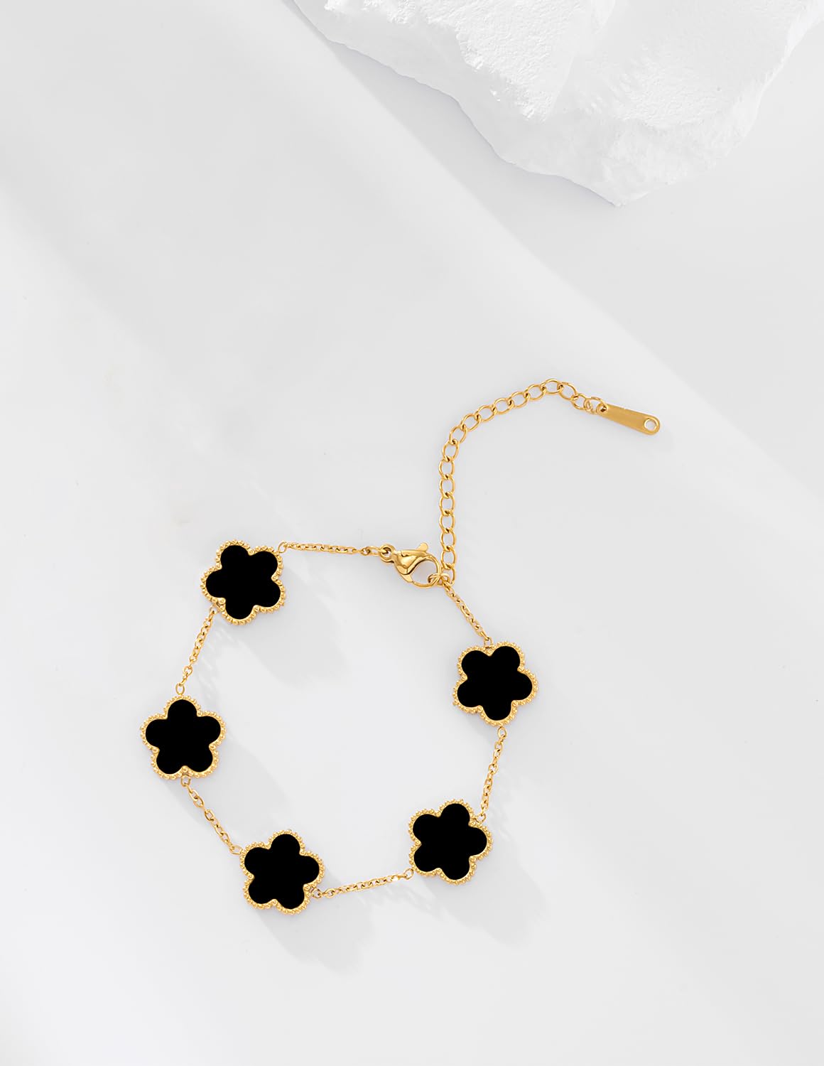 JIEMUCHU Gold Plated Stainless Steel Flower Bracelet Jewelry for Women