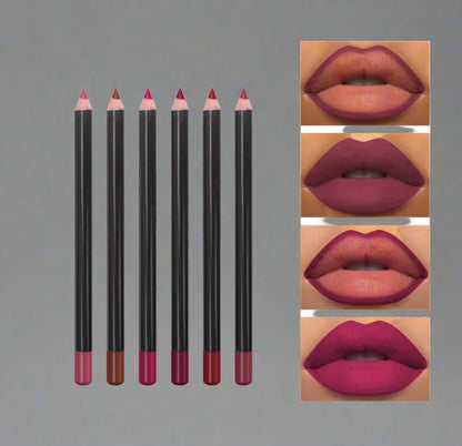 6pc Professional Matte Lip Liner Set, Long-Lasting, Smudge-Proof, Precision Application