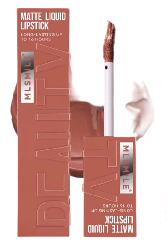 Matte Liquid Lipstick, 16-Hour Long-Lasting, Shade 02, Nude Brown