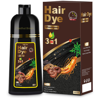Hair Dye Shampoo 3 in 1 for Gray Hair, Herbal Ingredients Natural Shampoo Hair Dye for Women Men