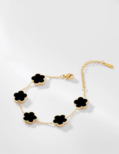 JIEMUCHU Gold Plated Stainless Steel Flower Bracelet Jewelry for Women