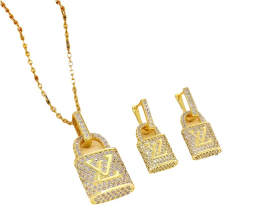 Jewelry Set, 2 Piece Necklace and Earrings Set, Logo Designer, Luxury Fashion Accessories