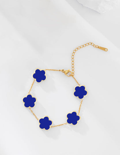 JIEMUCHU Gold Plated Stainless Steel Flower Bracelet Jewelry for Women