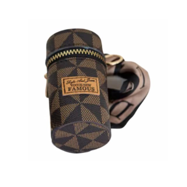 JazzyPlace Cosmetic Makeup Keychain Mini Holder With Compact Portable Design In Brown White and Pink keychain Gift For Women