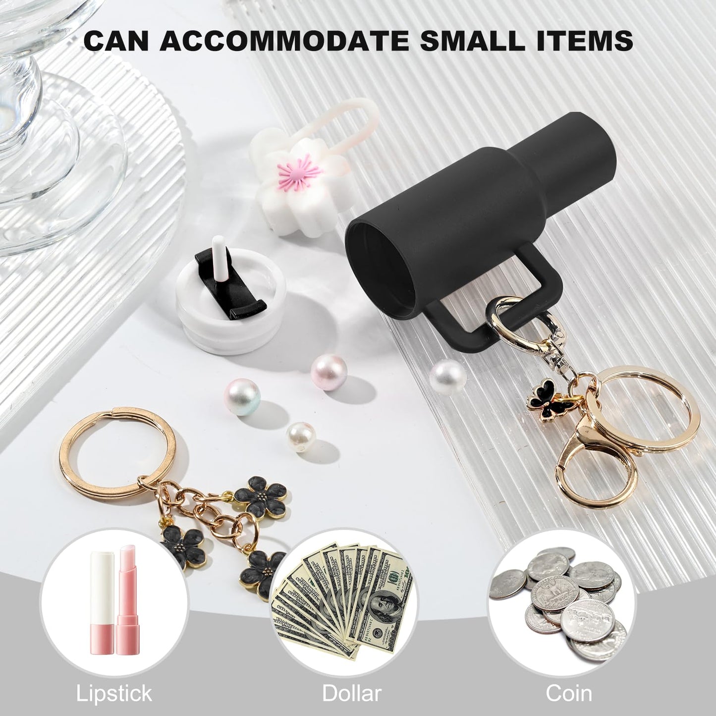 Mini cup tumbler keychain Stanley cup keychain suitable for backpacks, women's wallet accessories coins lipstick lip balm