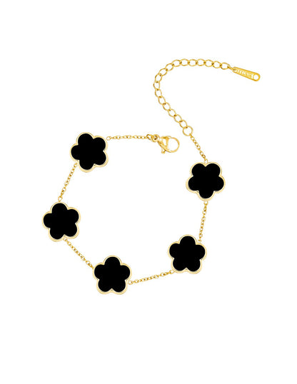 JIEMUCHU Gold Plated Stainless Steel Flower Bracelet Jewelry for Women