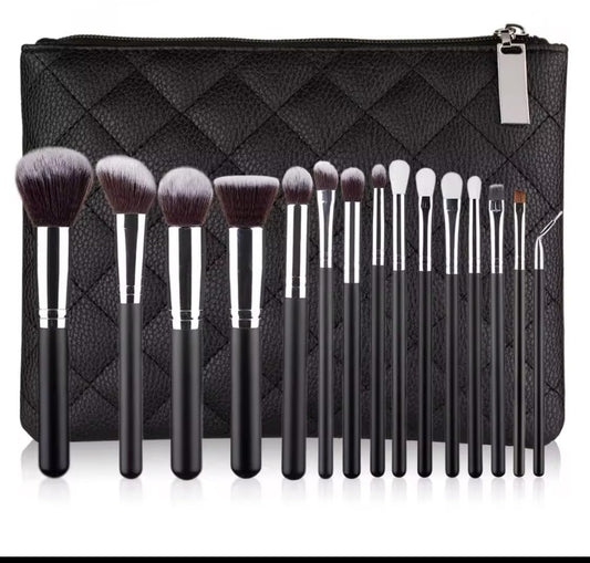 Makeup Brush Set-Professional Makeup Brushes Essential Cosmetics with Case 15 pc set Makeup Brush Set Loose Powder Eyeshadow Brush Full Set of Beauty Tools with Bag Ideal gift