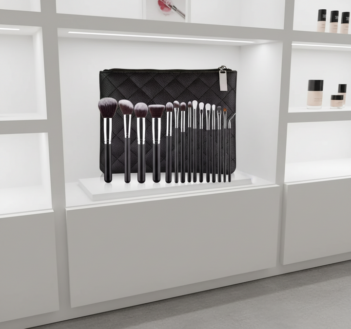 Makeup Brush Set-Professional Makeup Brushes Essential Cosmetics with Case 15 pc set Makeup Brush Set Loose Powder Eyeshadow Brush Full Set of Beauty Tools with Bag Ideal gift