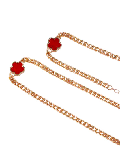 JazzyPlace Clover Pendant Set, Red, Black, Green, White, 2 Pieces