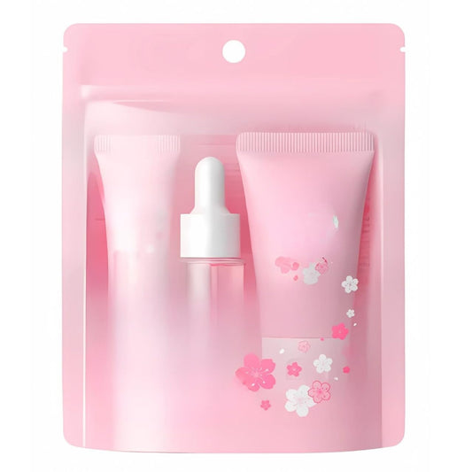 JazzyPlace Japanese Skin Care Set – Infused with Cherry Blossom Extract, Collagen Set for Kids with Cleanser,Serum,Cream, Skin Moisturizing Kit for a Soft Glow| Pack of 3