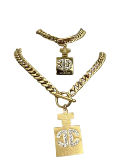 Jewelry Set, 2 Piece Necklace and Bracelet Set, Logo Design, Luxury Fashion Accessories