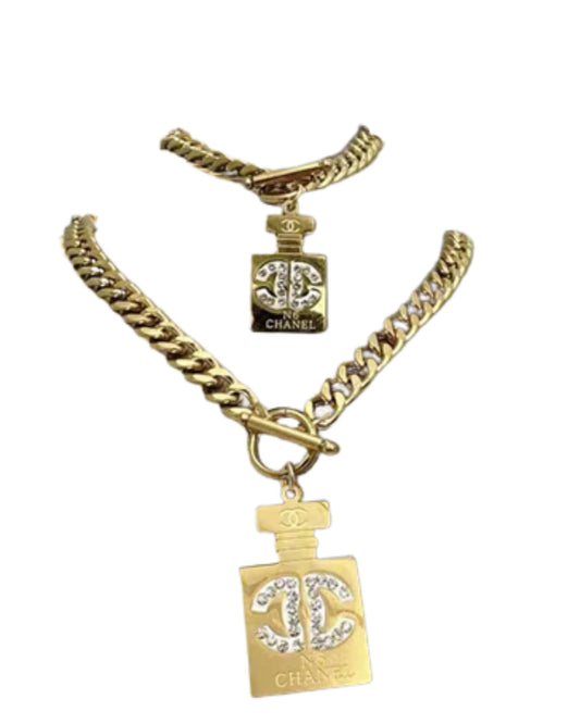 Jewelry Set, 2 Piece Necklace and Bracelet Set, Logo Design, Luxury Fashion Accessories