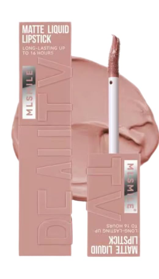 Matte Liquid Lipstick, Long-Lasting Up to 16 Hours, Shade 01, Nude Pink