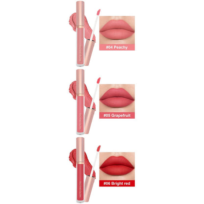 L3STVIKWEA 3 PCS Matte Liquid Lip Glaze Set Waterproof Long Lasting Smooth Lip Gloss Lipstick Non Stick Cup Non Fading Lip Glaze