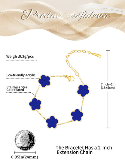 JIEMUCHU Gold Plated Stainless Steel Flower Bracelet Jewelry for Women