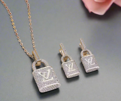 Jewelry Set, 2 Piece Necklace and Earrings Set, Logo Designer, Luxury Fashion Accessories