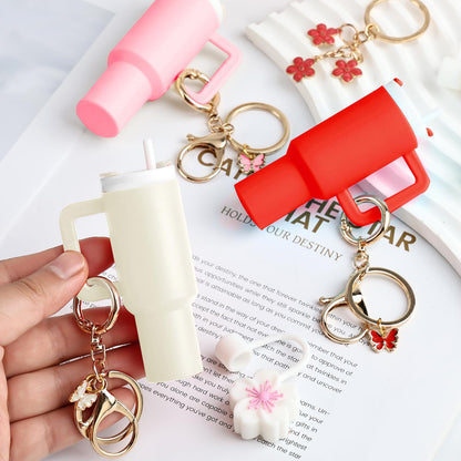 Mini cup tumbler keychain Stanley cup keychain suitable for backpacks, women's wallet accessories coins lipstick lip balm