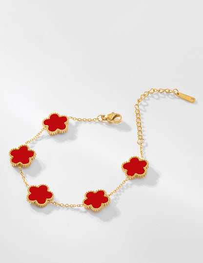 JIEMUCHU Gold Plated Stainless Steel Flower Bracelet Jewelry for Women