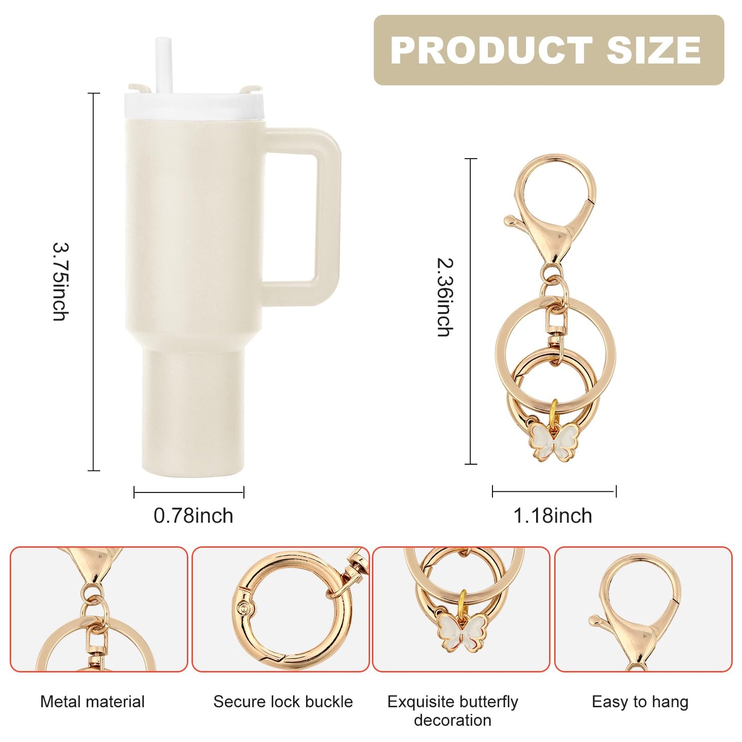 Mini cup tumbler keychain Stanley cup keychain suitable for backpacks, women's wallet accessories coins lipstick lip balm