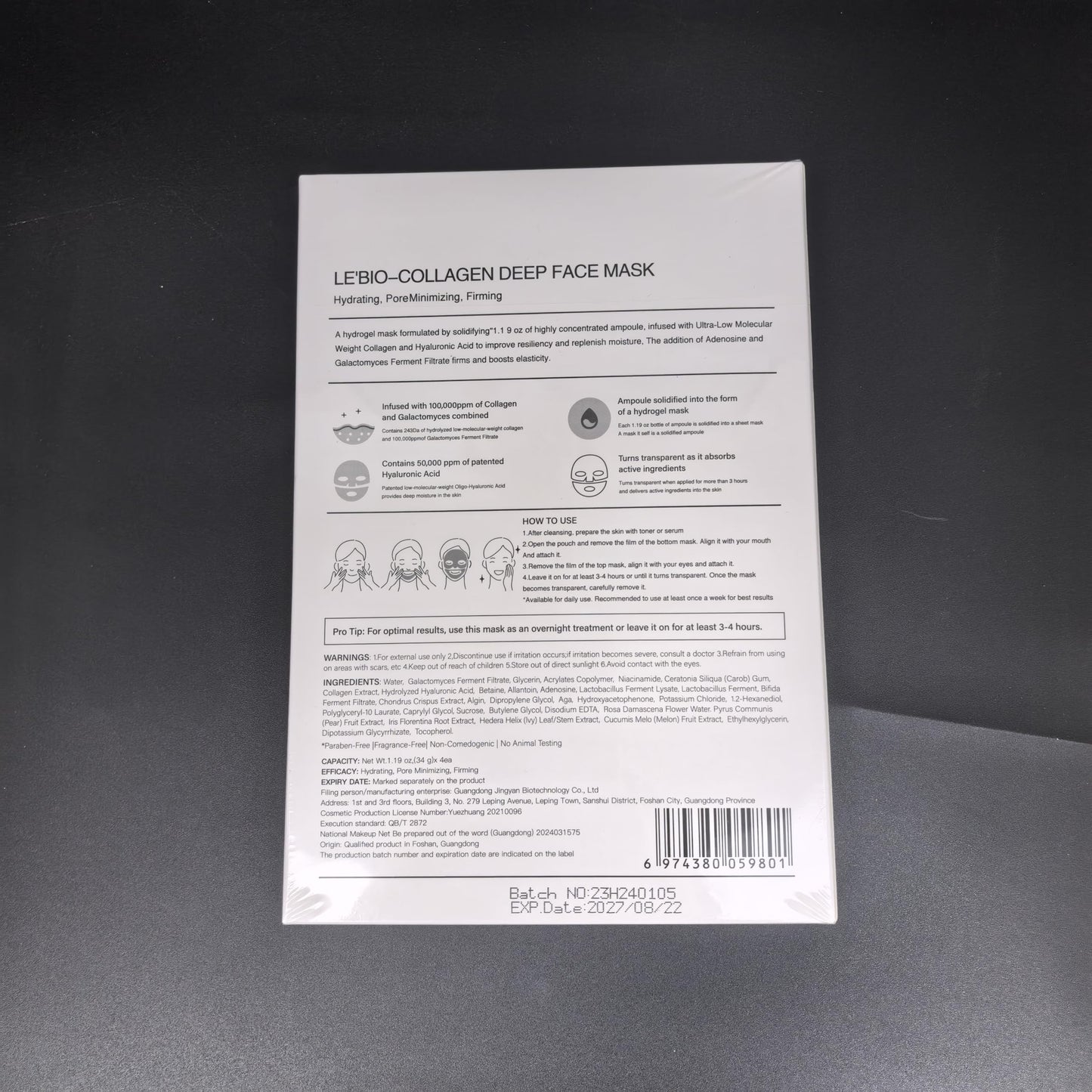 Bio-Collagen Overnight Mask, 4 Pack Facial Collagen Lifting Hydrogel Masks, Pore Minimizing, Reduce Wrinkles, Overnight Hydrating,Enhanced Skin Elasticity, Korean Skincare Masks Get Glass Skin