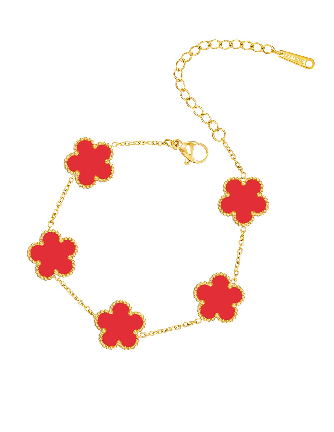 JIEMUCHU Gold Plated Stainless Steel Flower Bracelet Jewelry for Women