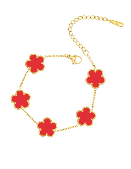 JIEMUCHU Gold Plated Stainless Steel Flower Bracelet Jewelry for Women