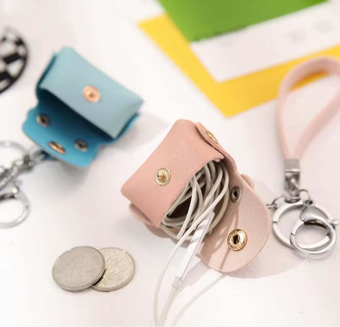 Purse Mini Coin, Leather, Compact Portable Change Holder with Key Ring Keychain