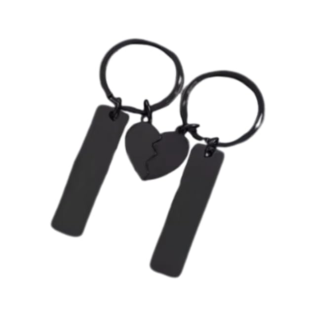Heart Couple Keychain Set For Him And Her In Black Rose Gold and Silver Romantic Keychain For Couples Birthday Gift