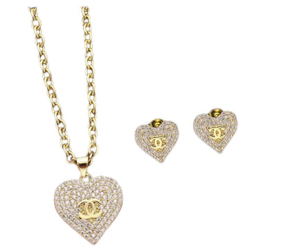 Jewelry Set, 2 Piece Necklace and Earrings Set, Logo Design, Luxury Fashion Accessories