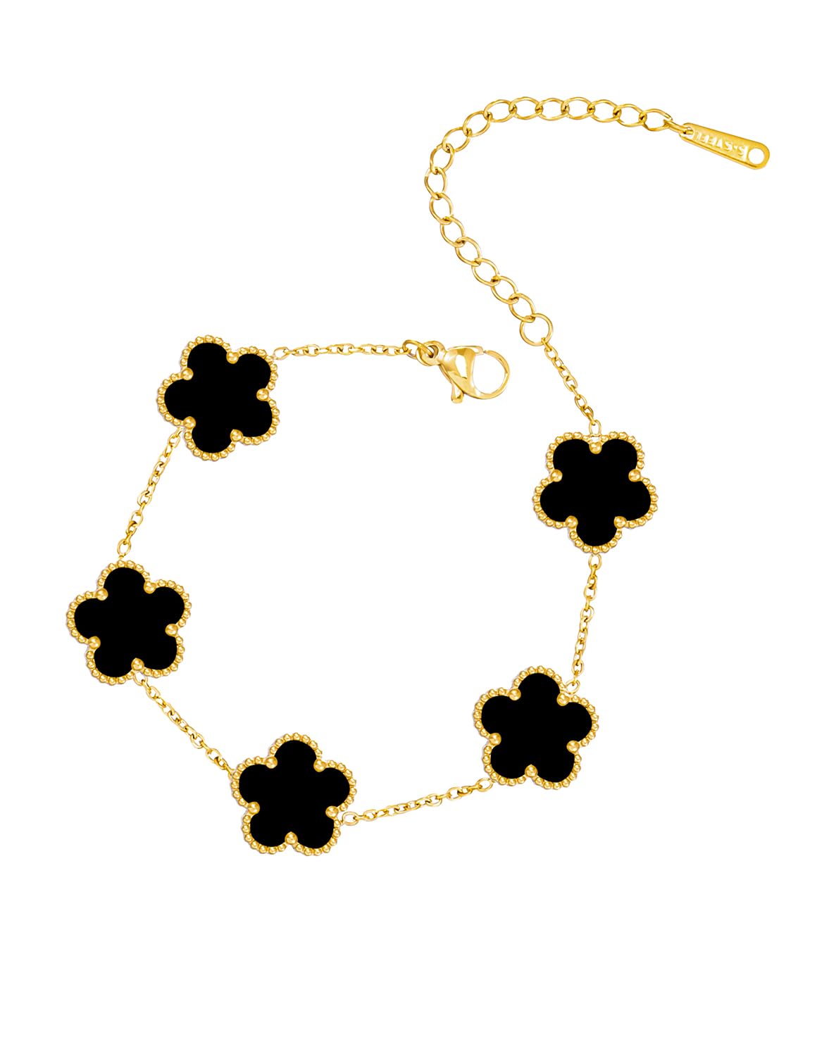 JIEMUCHU Gold Plated Stainless Steel Flower Bracelet Jewelry for Women