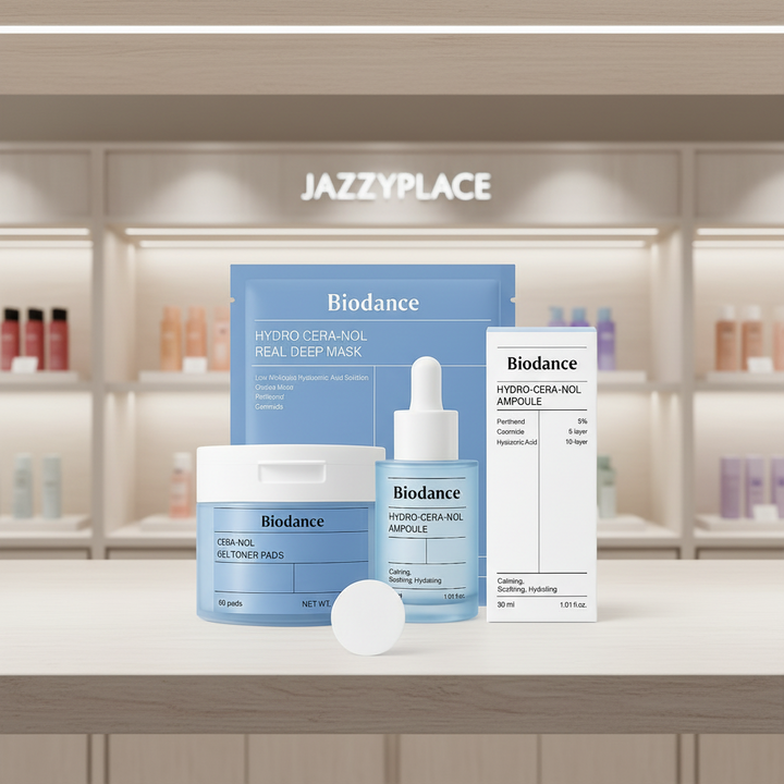 Hydro CERA-NOL Skincare Bundle – Toner Pads + Deep Hydrating Mask + Ampoule Serum | Calming, Soothing & Moisturizing Set