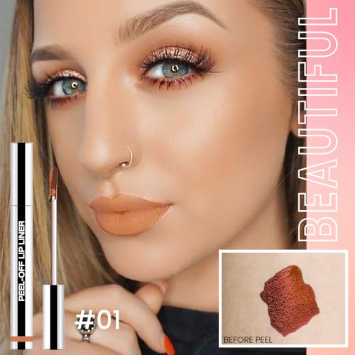 Hxssll Peel Off Lip Stain,Peel off Lip Liner Stain,Long Lasting Waterproof and Transfer Proof,Nude Peel Off Lip Tint Peel Off Lip Finish Highly Pigmented Tattoo Lip Tint Stain