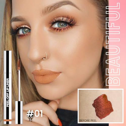 Hxssll Peel Off Lip Stain,Peel off Lip Liner Stain,Long Lasting Waterproof and Transfer Proof,Nude Peel Off Lip Tint Peel Off Lip Finish Highly Pigmented Tattoo Lip Tint Stain