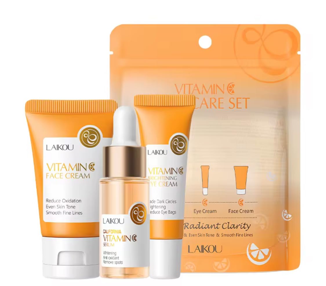 Skincare 3pc Set, Face Cream, Eye Cream and Serum, Brightening and Anti-Aging Treatment