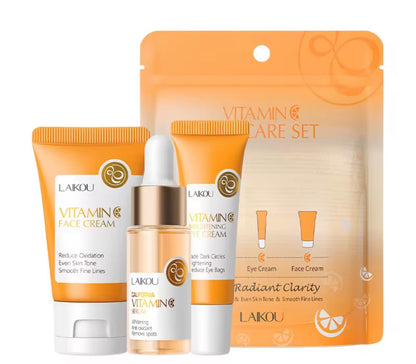 Skincare 3pc Set, Face Cream, Eye Cream and Serum, Brightening and Anti-Aging Treatment