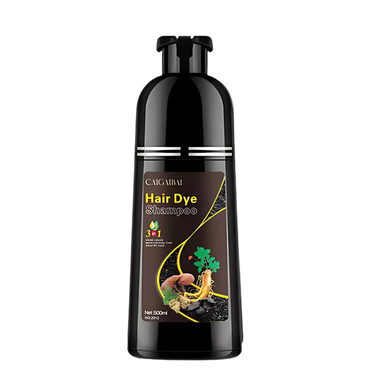 JazzyPlace Hair Dye Shampoo for Gray Hair Coverage - Easy to Use, Natural Hair Color for Men & Women, Safe Herbal Formula with Ginseng & Polygonum, Non-Staining | 3 in 1 Brown Color