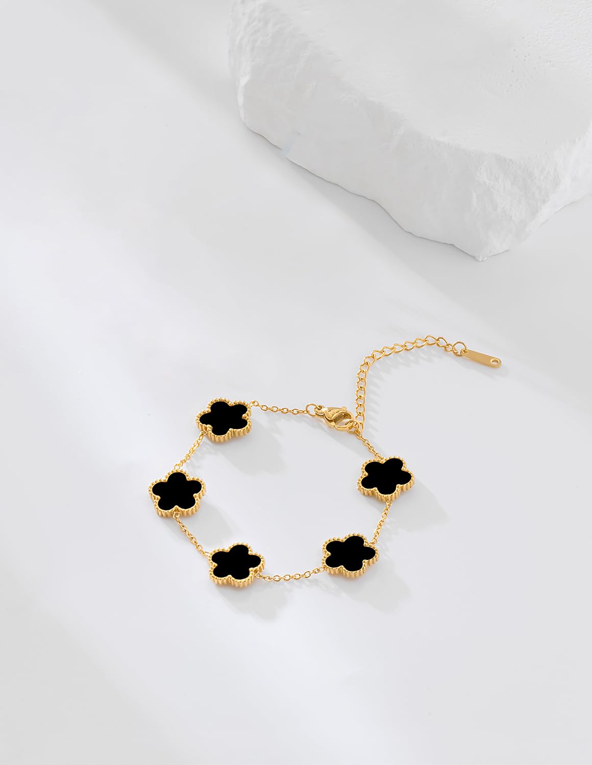 JIEMUCHU Gold Plated Stainless Steel Flower Bracelet Jewelry for Women