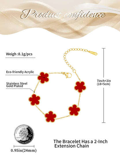 JIEMUCHU Gold Plated Stainless Steel Flower Bracelet Jewelry for Women