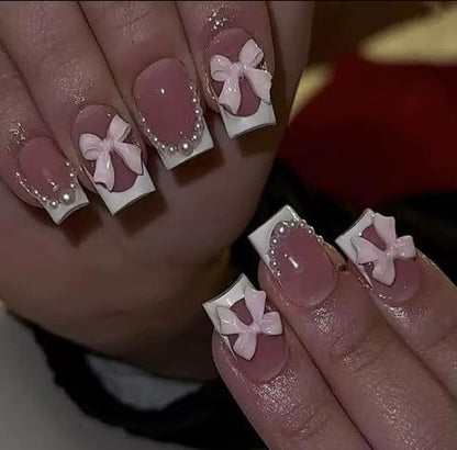 24 Pc Press On Nails Square Shape with Diamonds
