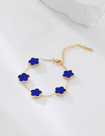 JIEMUCHU Gold Plated Stainless Steel Flower Bracelet Jewelry for Women