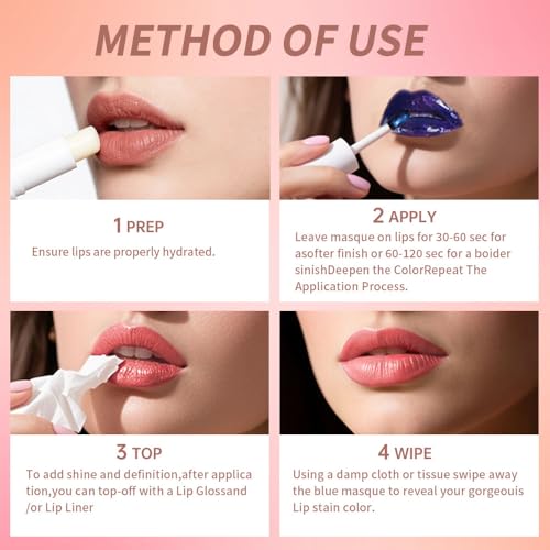 Hxssll Matte Lip Gloss Peel Off Masque - Peel Off Lip Stain Tattoo,Peel Off Lip Tint,Long Lasting Waterproof Transfer-proof Lip Mask Lip Stain Peel Off Lip Gloss,Stay Lip Makeup.
