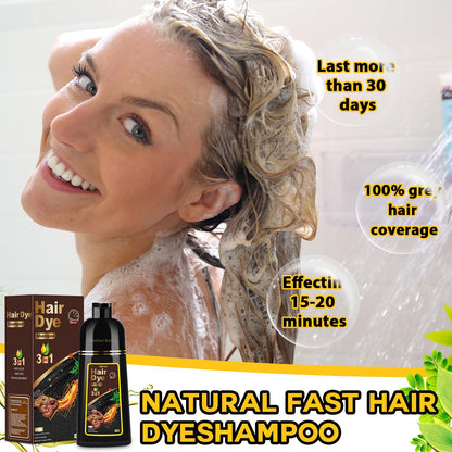 Hair Dye Shampoo 3 in 1 for Gray Hair, Herbal Ingredients Natural Shampoo Hair Dye for Women Men
