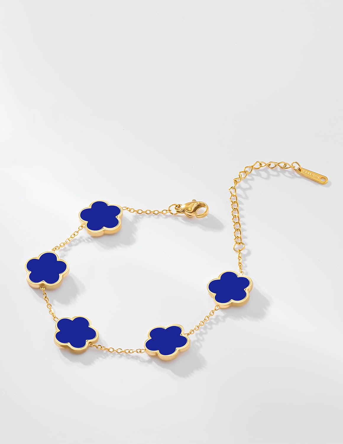 JIEMUCHU Gold Plated Stainless Steel Flower Bracelet Jewelry for Women