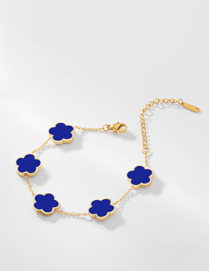 JIEMUCHU Gold Plated Stainless Steel Flower Bracelet Jewelry for Women