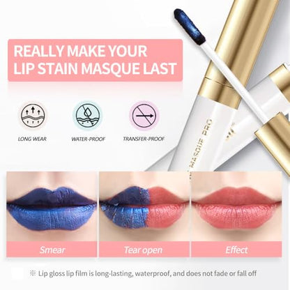 Hxssll Matte Lip Gloss Peel Off Masque - Peel Off Lip Stain Tattoo,Peel Off Lip Tint,Long Lasting Waterproof Transfer-proof Lip Mask Lip Stain Peel Off Lip Gloss,Stay Lip Makeup.