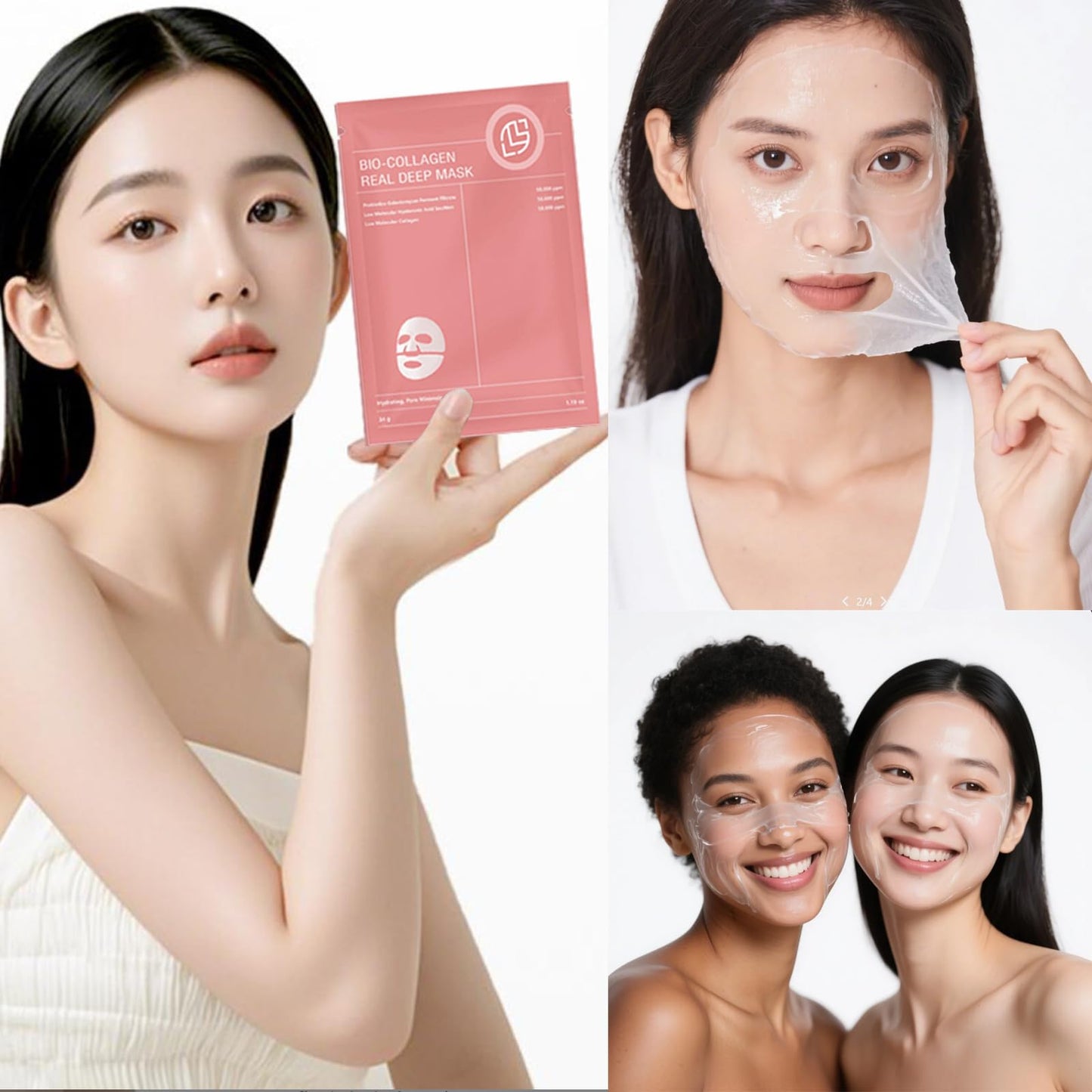 Bio-Collagen Overnight Mask, 4 Pack Facial Collagen Lifting Hydrogel Masks, Pore Minimizing, Reduce Wrinkles, Overnight Hydrating,Enhanced Skin Elasticity, Korean Skincare Masks Get Glass Skin